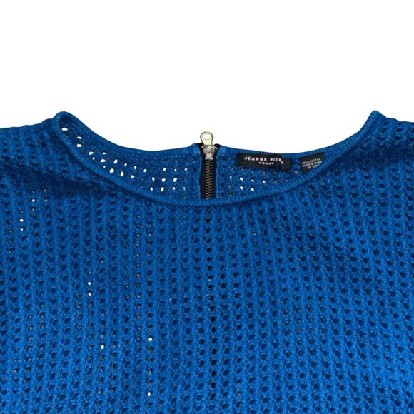 Jeanne Pierre Woman Open Knit 3/4 Length Sleeve Sweater-Blue-XXL-GUC - Picture 2 of 5